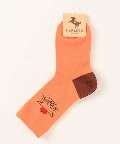 MARKEY'S（マーキーズ）の「クルーソックス/にゃんこりんご（19～22cm）（ソックス/靴下・キッズ・オフホワイト/グリーン/オレンジ・M/L）」の7枚目の写真