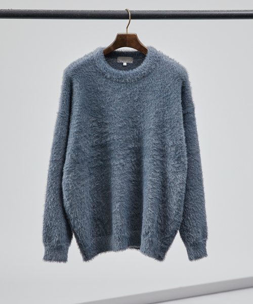 AH ABAHOUSE(エーエイチアバハウス)の「【AH ABAHOUSE】シャギー ニット プルオーバー【ユニセックス】(ニット/セーター・メンズ・グリーン/ブラック/グレー・46/48)」の3枚目の写真