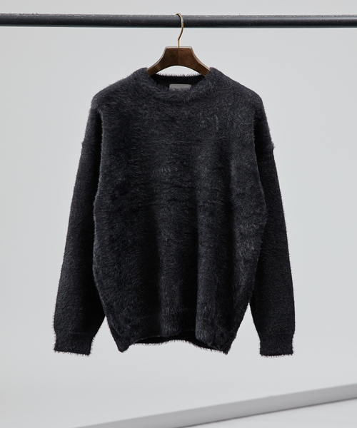 AH ABAHOUSE(エーエイチアバハウス)の「【AH ABAHOUSE】シャギー ニット プルオーバー【ユニセックス】(ニット/セーター・メンズ・グリーン/ブラック/グレー・46/48)」の2枚目の写真