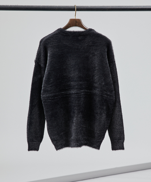 AH ABAHOUSE(エーエイチアバハウス)の「【AH ABAHOUSE】シャギー ニット プルオーバー【ユニセックス】(ニット/セーター・メンズ・グリーン/ブラック/グレー・46/48)」の5枚目の写真