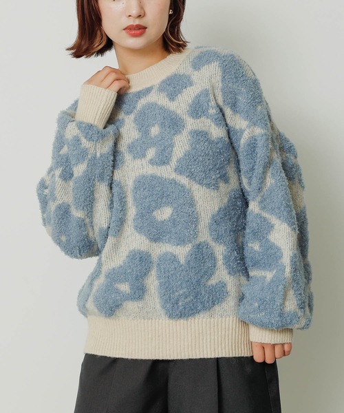 HEYUMM（ヘユム）の「クルーネックフラワージャガードセーター（ニット/セーター・レディース・ベージュ系その他/ブルー系その他/グレー系その他・ONE）」の22枚目の写真