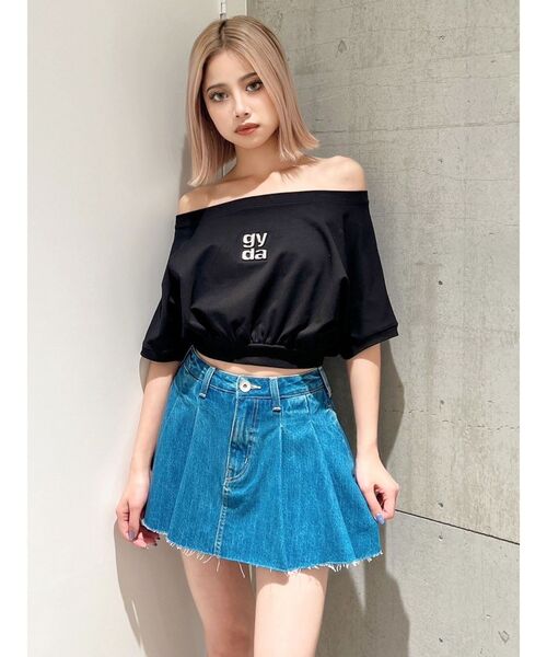 GYDA（ジェイダ）の「Square gyda エンボス オフショル トップス（Tシャツ/カットソー・レディース・オフホワイト/イエロー/ブラック・FREE）」の15枚目の写真