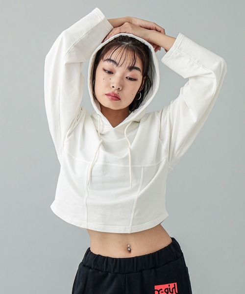 X-girl（エックスガール）の「CORSET SWEAT HOODIE（パーカー・レディース・ホワイト/ブラック・S/M）」の19枚目の写真
