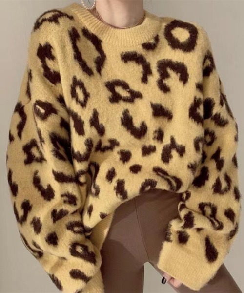 LAC-VERT（ラック・ヴェール）の「レオパード/アニマル柄起毛ニット（ニット/セーター・レディース・ベージュ/カーキ/イエロー/ブラック・FREE）」の10枚目の写真