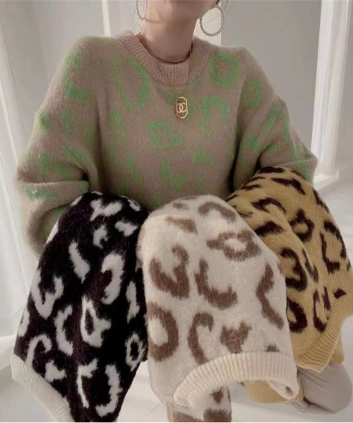 LAC-VERT（ラック・ヴェール）の「レオパード/アニマル柄起毛ニット（ニット/セーター・レディース・ベージュ/カーキ/イエロー/ブラック・FREE）」の11枚目の写真