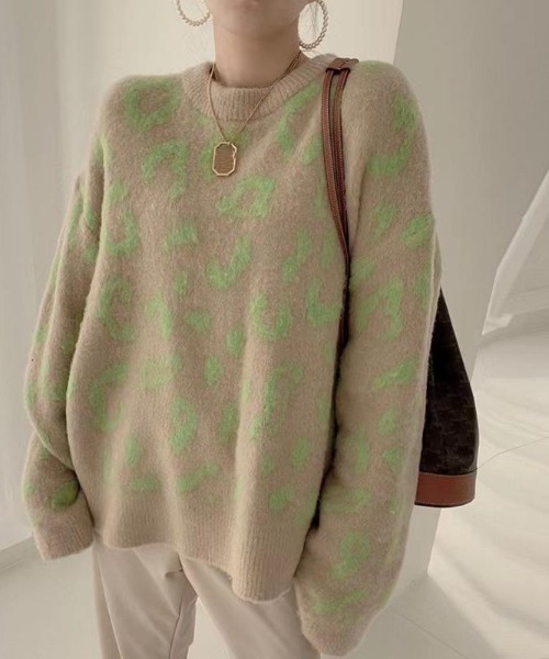 LAC-VERT（ラック・ヴェール）の「レオパード/アニマル柄起毛ニット（ニット/セーター・レディース・ベージュ/カーキ/イエロー/ブラック・FREE）」の14枚目の写真