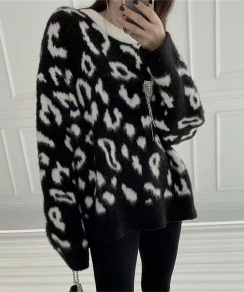 LAC-VERT（ラック・ヴェール）の「レオパード/アニマル柄起毛ニット（ニット/セーター・レディース・ベージュ/カーキ/イエロー/ブラック・FREE）」の18枚目の写真