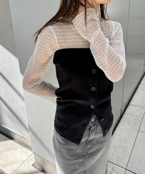 JOINT WORKS（ジョイントワークス）の「ニットベアトップ（ニット/セーター・レディース・グレー/ブラック/ピンク・FREE）」の6枚目の写真