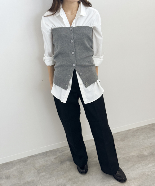 JOINT WORKS（ジョイントワークス）の「ニットベアトップ（ニット/セーター・レディース・グレー/ブラック/ピンク・FREE）」の10枚目の写真