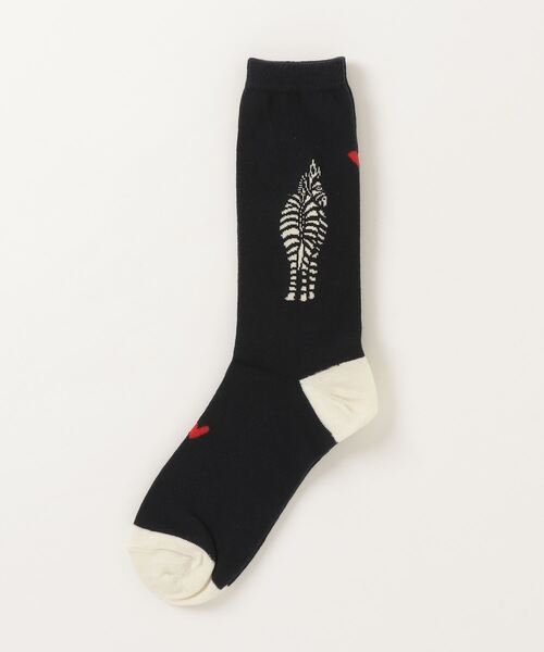 BOHEMIANS（ボヘミアンズ）の「BOHEMIANS / ボヘミアンズ LOVE ZEBRA SOCKS ソックス　ウィメンズ（ソックス/靴下・レディース・ブラック/レッド/ナチュラル/ブルー・F）」の2枚目の写真