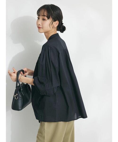 完売品【美品✨】フィータ コットンバンドカラー切替シャツ ピンタック インド綿 完売品【美品✨】フィータ コットンバンドカラー切替シャツ ピンタック