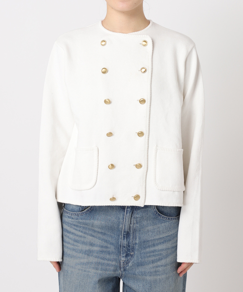 美品★フレームワーク ニットWジャケット 金ボタン 23年モデル ブラック FRAMeWORK（フレームワーク）の「ニットジャケット（その他アウター