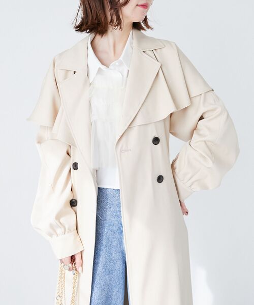 MAJESTIC LEGON（マジェスティックレゴン）の「【WEB限定XSサイズあり】ケープロングトレンチコート（トレンチコート・レディース・ベージュ/ブルー/アイボリー・X-SMALL/SMALL/MEDIUM）」の11枚目の写真