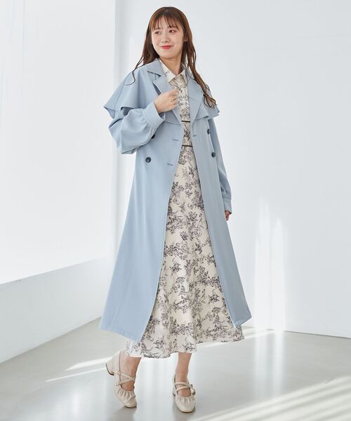 MAJESTIC LEGON（マジェスティックレゴン）の「【WEB限定XSサイズあり】ケープロングトレンチコート（トレンチコート・レディース・ベージュ/ブルー/アイボリー・X-SMALL/SMALL/MEDIUM）」の19枚目の写真