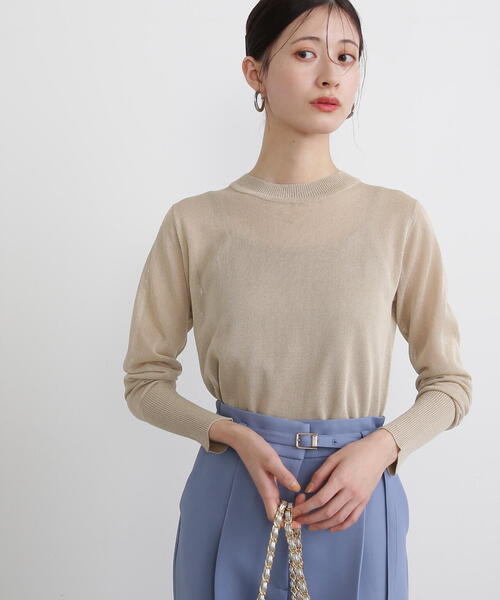 N.（N. Natural Beauty Basic）（エヌエヌナチュラルビューティーベーシック）の「◆シアーシャインニット（ニット/セーター・レディース・ライトグリーン/ベージュ/オレンジ・MEDIUM）」の5枚目の写真