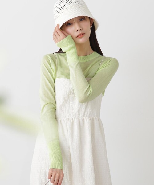 N.（N. Natural Beauty Basic）（エヌエヌナチュラルビューティーベーシック）の「◆シアーシャインニット（ニット/セーター・レディース・ライトグリーン/ベージュ/オレンジ・MEDIUM）」の19枚目の写真