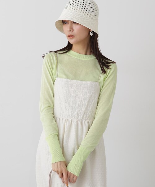 N.（N. Natural Beauty Basic）（エヌエヌナチュラルビューティーベーシック）の「◆シアーシャインニット（ニット/セーター・レディース・ライトグリーン/ベージュ/オレンジ・MEDIUM）」の20枚目の写真