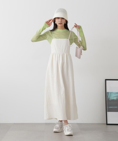 N.（N. Natural Beauty Basic）（エヌエヌナチュラルビューティーベーシック）の「◆シアーシャインニット（ニット/セーター・レディース・ライトグリーン/ベージュ/オレンジ・MEDIUM）」の22枚目の写真
