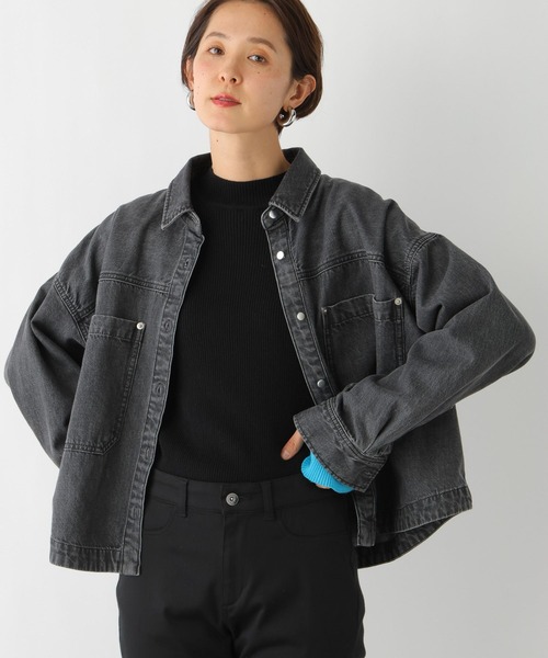 LEPSIM(レプシィム)の「デニムショートシャツ 971386(シャツ/ブラウス・レディース・ブルー/チャコールグレー・FREE)」の6枚目の写真