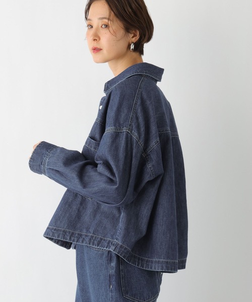 LEPSIM(レプシィム)の「デニムショートシャツ 971386(シャツ/ブラウス・レディース・ブルー/チャコールグレー・FREE)」の11枚目の写真