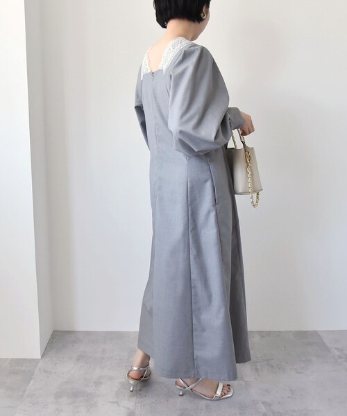 quaranciel(カランシエル)の「quaranciel:〈手洗い可能〉ウーステッド レース コンシャス ワンピース(ワンピース・レディース・ネイビー/ライトグレー・ONE SIZE)」の16枚目の写真