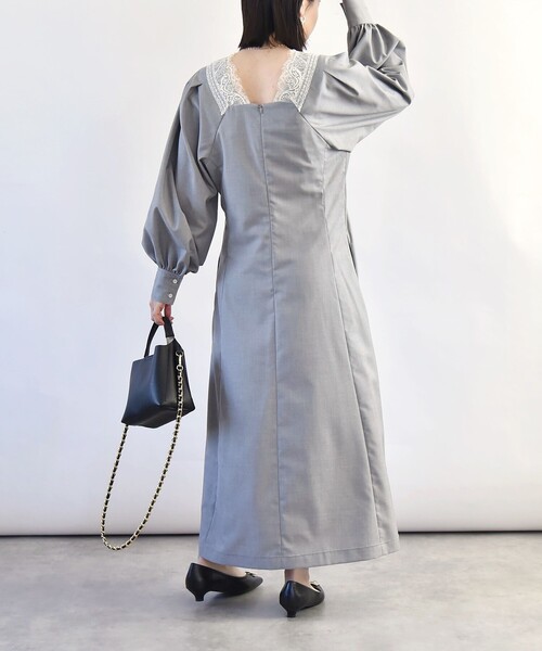 quaranciel(カランシエル)の「quaranciel:〈手洗い可能〉ウーステッド レース コンシャス ワンピース(ワンピース・レディース・ネイビー/ライトグレー・ONE SIZE)」の20枚目の写真