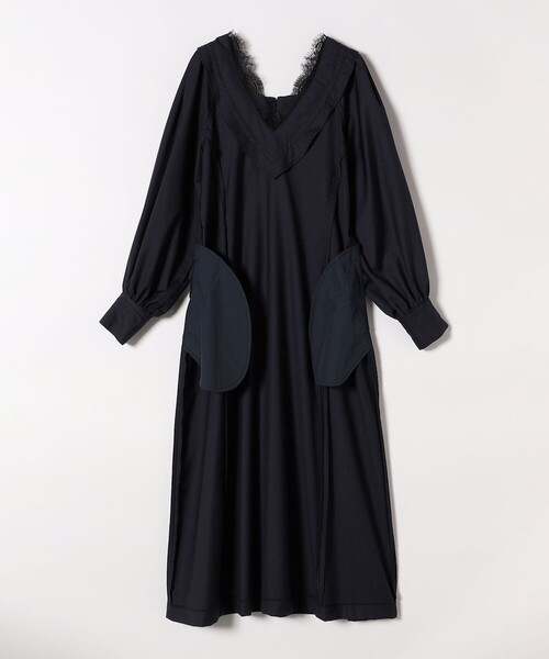 quaranciel(カランシエル)の「quaranciel:〈手洗い可能〉ウーステッド レース コンシャス ワンピース(ワンピース・レディース・ネイビー/ライトグレー・ONE SIZE)」の10枚目の写真