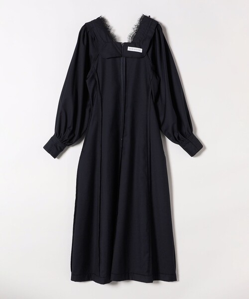 quaranciel(カランシエル)の「quaranciel:〈手洗い可能〉ウーステッド レース コンシャス ワンピース(ワンピース・レディース・ネイビー/ライトグレー・ONE SIZE)」の11枚目の写真