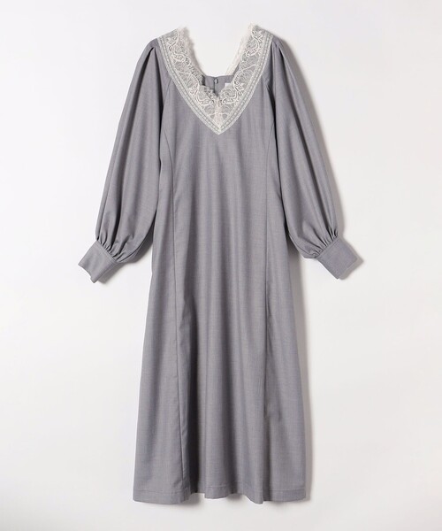 quaranciel(カランシエル)の「quaranciel:〈手洗い可能〉ウーステッド レース コンシャス ワンピース(ワンピース・レディース・ネイビー/ライトグレー・ONE SIZE)」の13枚目の写真