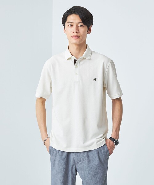 green label relaxing（グリーンレーベルリラクシング）の「【WEB限定】ドライクリーン 半袖 ポロシャツ -吸水速乾・抗菌-（ポロシャツ・メンズ・ブラック/オフホワイト/グレー/ダークグリーン/ライトグレー/ネイビー・S/M/L/XL/XXL）」の2枚目の写真