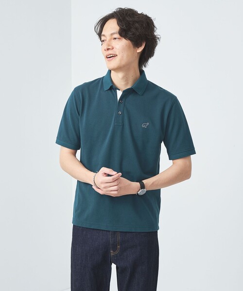 green label relaxing（グリーンレーベルリラクシング）の「【WEB限定】ドライクリーン 半袖 ポロシャツ -吸水速乾・抗菌-（ポロシャツ・メンズ・ブラック/オフホワイト/グレー/ダークグリーン/ライトグレー/ネイビー・S/M/L/XL/XXL）」の5枚目の写真