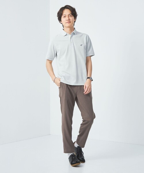 green label relaxing（グリーンレーベルリラクシング）の「【WEB限定】ドライクリーン 半袖 ポロシャツ -吸水速乾・抗菌-（ポロシャツ・メンズ・ブラック/オフホワイト/グレー/ダークグリーン/ライトグレー/ネイビー・S/M/L/XL/XXL）」の14枚目の写真