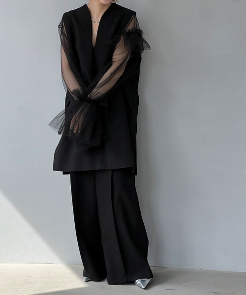 MAISON CHUCLLA（メゾンチュクラ）の「'日本製' チュール フリル ボリュームガウン chwj24s05（その他トップス・レディース・ブラック/ベージュ・FREE）」の11枚目の写真