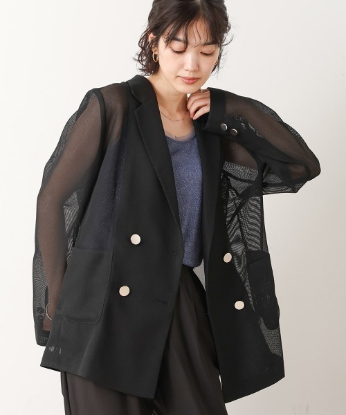 Bou Jeloud(ブージュルード)の「ダブルテーラーメッシュジャケット(テーラードジャケット・レディース・ブラック・38)」の1枚目の写真