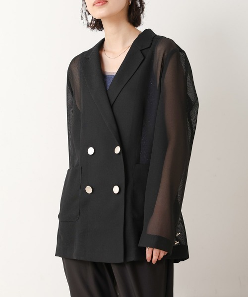 Bou Jeloud(ブージュルード)の「ダブルテーラーメッシュジャケット(テーラードジャケット・レディース・ブラック・38)」の8枚目の写真