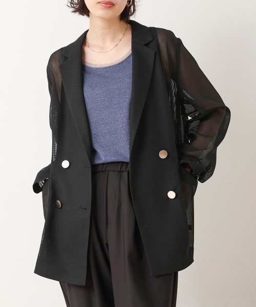 Bou Jeloud(ブージュルード)の「ダブルテーラーメッシュジャケット(テーラードジャケット・レディース・ブラック・38)」の3枚目の写真