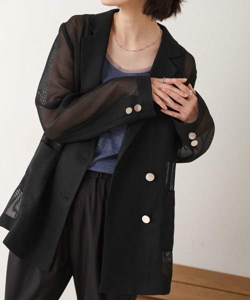 Bou Jeloud(ブージュルード)の「ダブルテーラーメッシュジャケット(テーラードジャケット・レディース・ブラック・38)」の5枚目の写真