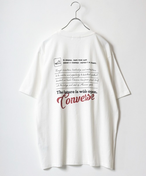 CONVERSE（コンバース）の「CONVERSE（コンバース）ブランドロゴバックプリント半袖Tシャツ レディース（Tシャツ/カットソー・レディース・ネイビー/スミクロ/イエロー/オフホワイト・M/L）」の6枚目の写真