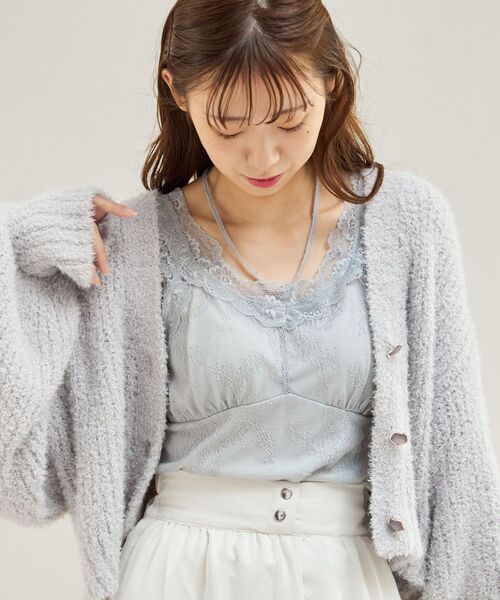 MAJESTIC LEGON（マジェスティックレゴン）の「レースクロスホルタータンク（タンクトップ・レディース・ブラック/アイボリー/ライトグレー/オフホワイト・MEDIUM）」の16枚目の写真