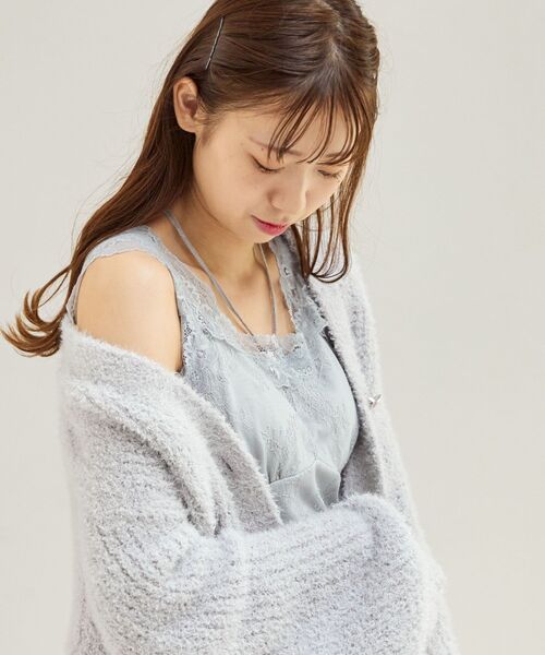 MAJESTIC LEGON（マジェスティックレゴン）の「レースクロスホルタータンク（タンクトップ・レディース・ブラック/アイボリー/ライトグレー/オフホワイト・MEDIUM）」の17枚目の写真