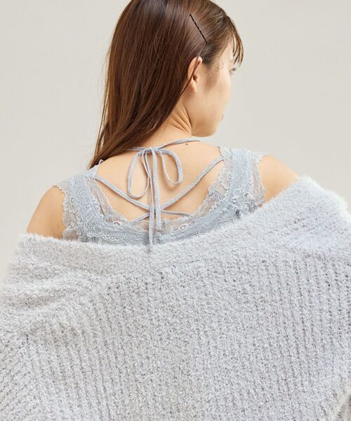 MAJESTIC LEGON（マジェスティックレゴン）の「レースクロスホルタータンク（タンクトップ・レディース・ブラック/アイボリー/ライトグレー/オフホワイト・MEDIUM）」の18枚目の写真