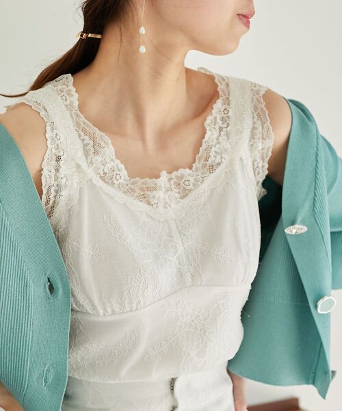 MAJESTIC LEGON（マジェスティックレゴン）の「レースクロスホルタータンク（タンクトップ・レディース・ブラック/アイボリー/ライトグレー/オフホワイト・MEDIUM）」の20枚目の写真