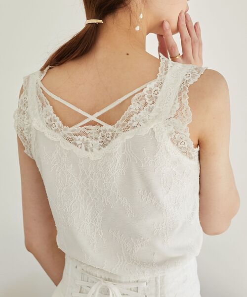 MAJESTIC LEGON（マジェスティックレゴン）の「レースクロスホルタータンク（タンクトップ・レディース・ブラック/アイボリー/ライトグレー/オフホワイト・MEDIUM）」の21枚目の写真