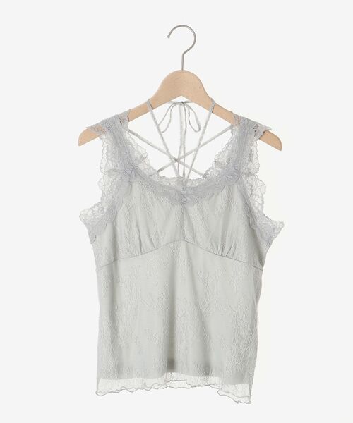 MAJESTIC LEGON（マジェスティックレゴン）の「レースクロスホルタータンク（タンクトップ・レディース・ブラック/アイボリー/ライトグレー/オフホワイト・MEDIUM）」の5枚目の写真