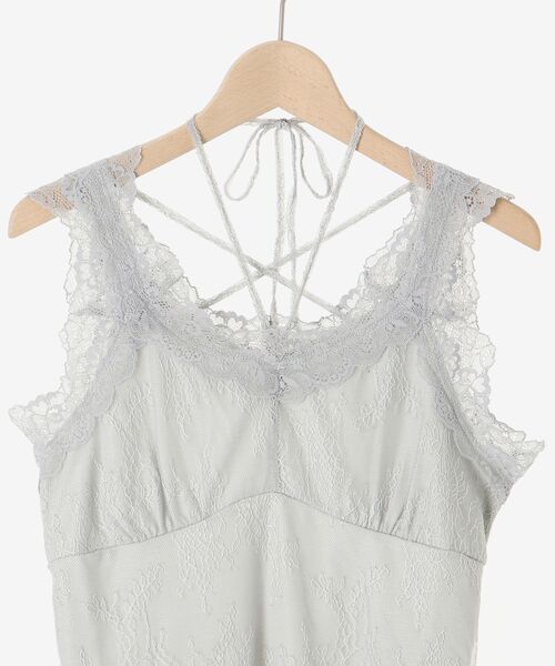 MAJESTIC LEGON（マジェスティックレゴン）の「レースクロスホルタータンク（タンクトップ・レディース・ブラック/アイボリー/ライトグレー/オフホワイト・MEDIUM）」の8枚目の写真