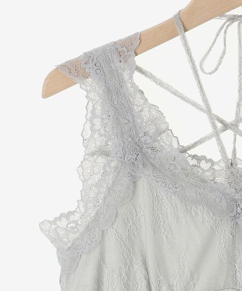 MAJESTIC LEGON（マジェスティックレゴン）の「レースクロスホルタータンク（タンクトップ・レディース・ブラック/アイボリー/ライトグレー/オフホワイト・MEDIUM）」の9枚目の写真