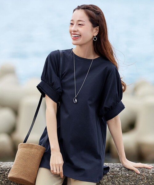 Tiaclasse(ティアクラッセ)の「「あまラク」ボリュームパフスリーブカットソーチュニック(Tシャツ/カットソー・レディース・ピンク系その他/ブルー/ネイビー/グレー・XL/XXL)」の9枚目の写真