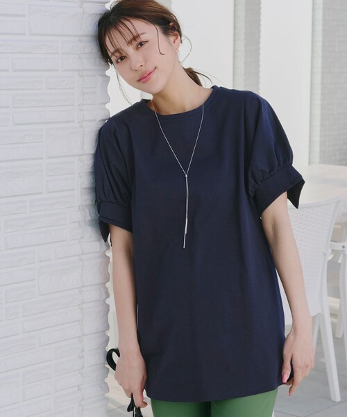 Tiaclasse(ティアクラッセ)の「「あまラク」ボリュームパフスリーブカットソーチュニック(Tシャツ/カットソー・レディース・ピンク系その他/ブルー/ネイビー/グレー・XL/XXL)」の13枚目の写真