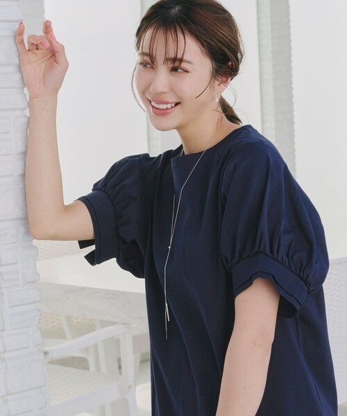 Tiaclasse(ティアクラッセ)の「「あまラク」ボリュームパフスリーブカットソーチュニック(Tシャツ/カットソー・レディース・ピンク系その他/ブルー/ネイビー/グレー・XL/XXL)」の14枚目の写真