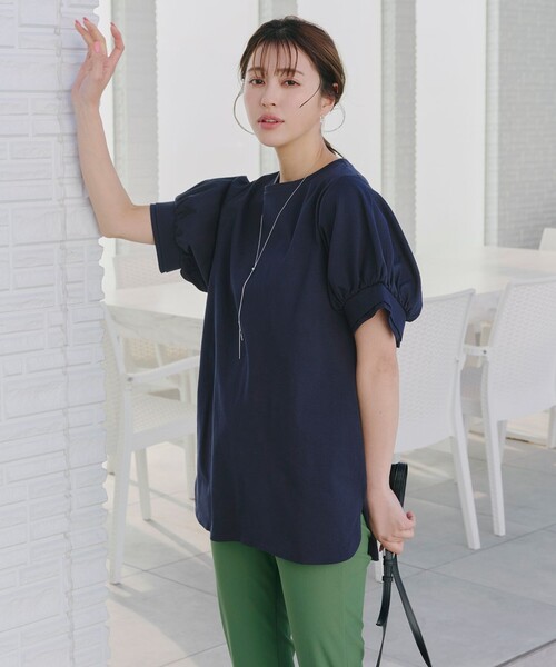 Tiaclasse(ティアクラッセ)の「「あまラク」ボリュームパフスリーブカットソーチュニック(Tシャツ/カットソー・レディース・ピンク系その他/ブルー/ネイビー/グレー・XL/XXL)」の15枚目の写真